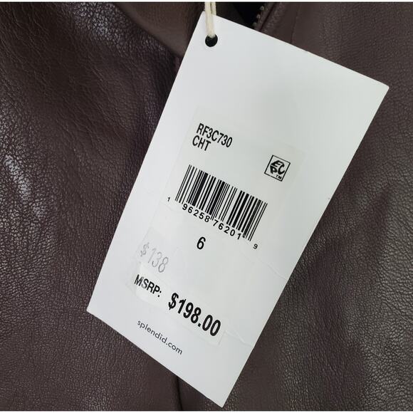 Splendid Cropped Vegan Leather Ankle Wide Leg Pants Chocolate Brown Size 6 - Picture 9 of 16